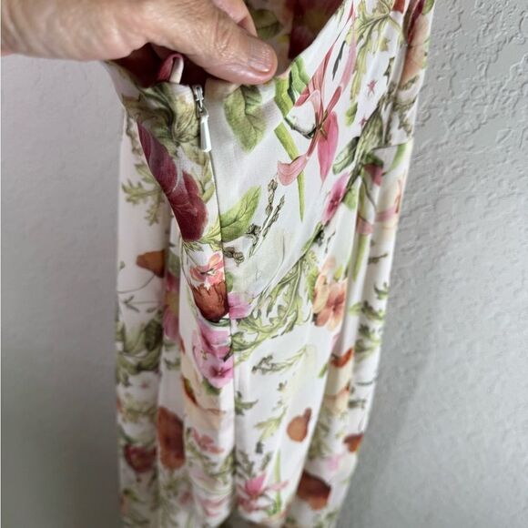 Floral V-Neck Wide Leg Jumpsuit Boho Spring Wedding Guest - Picture 6 of 11